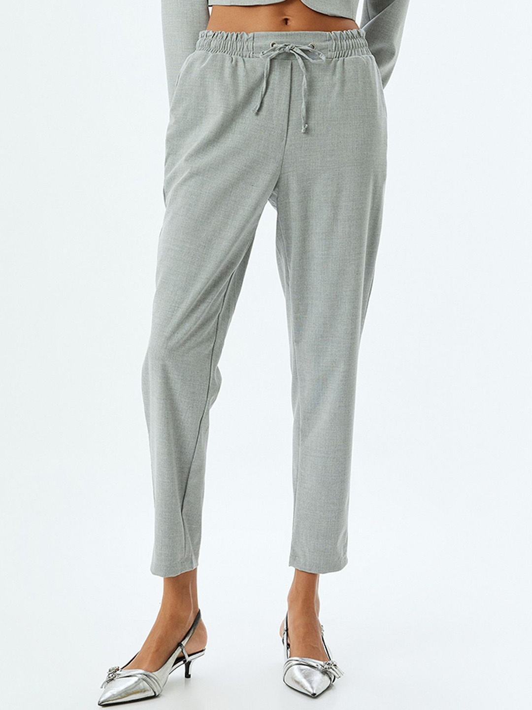 

Koton Women High-Rise Trousers, Grey