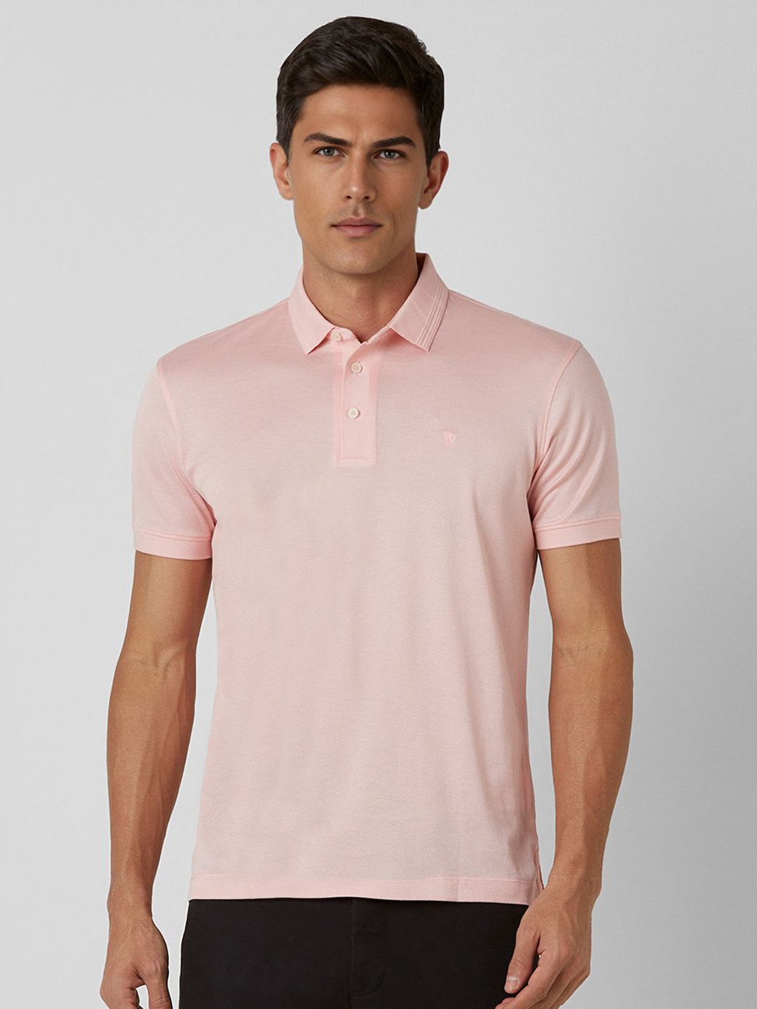 

Van Heusen Men Solid Polo Collar Cotton T-shirt, Pink