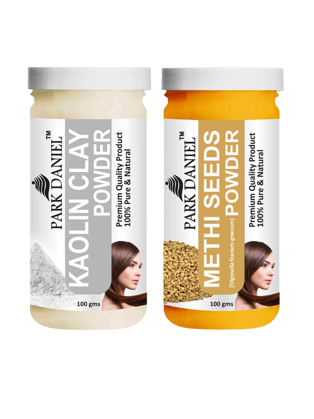 

Park Daniel Set Of 2 Kaolin Clay Powder & Methi Seed Powder - 100 gm Each, Transparent