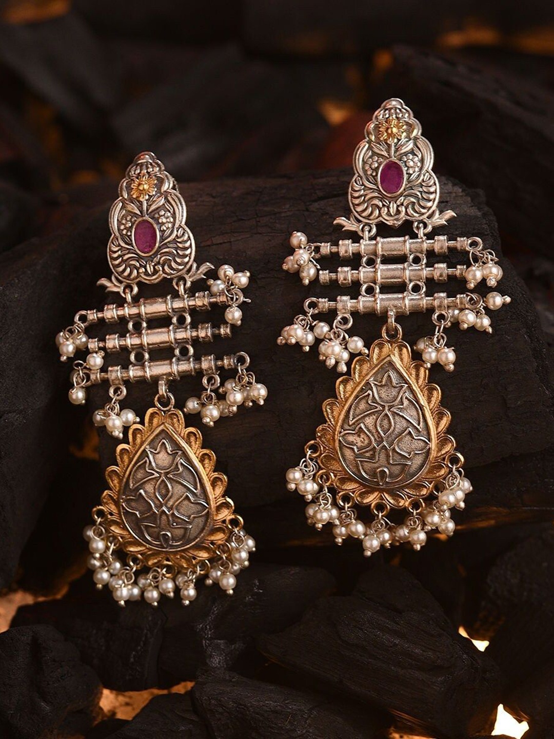 

JAYPORE Contemporary Drop Earrings, Silver