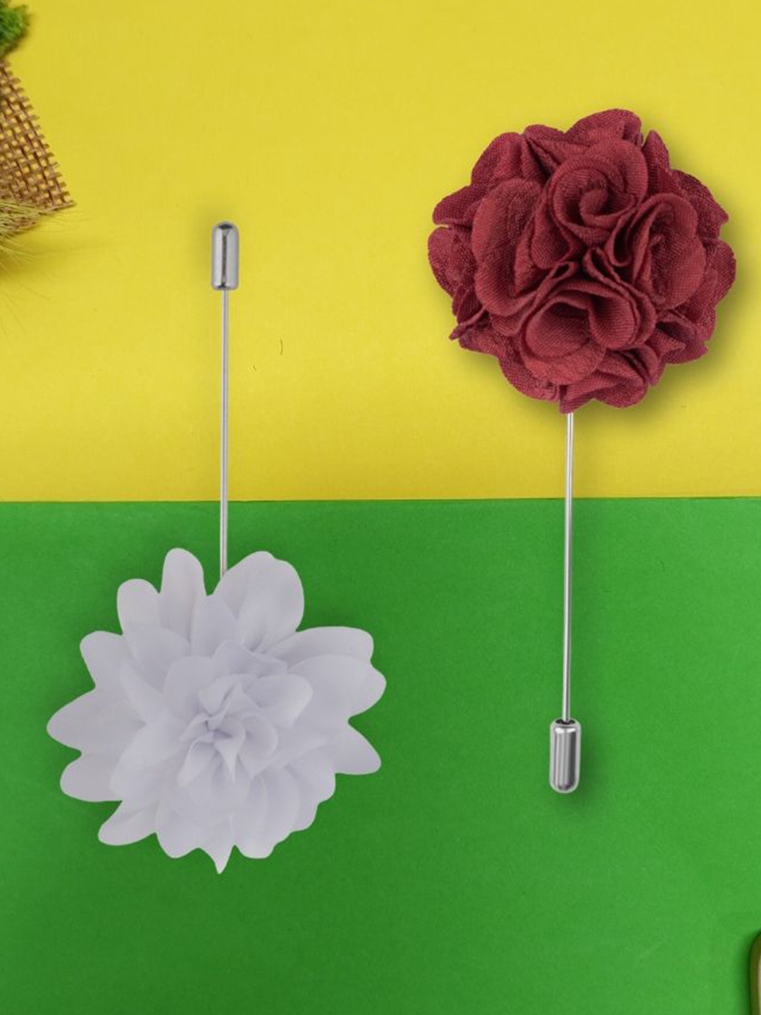 

The Tie Hub Pack Of 2 Men Dahlia Flower Shaped Lapel Pin Brooch, Pink