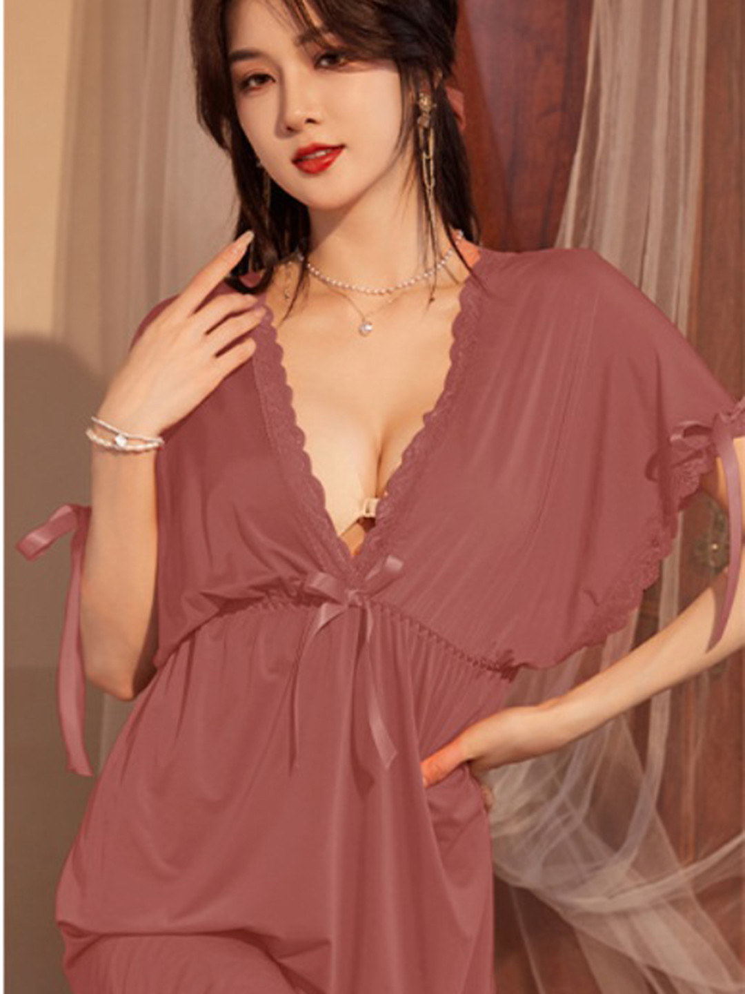 

StyleCast Solid V-Neck Baby Doll, Brown