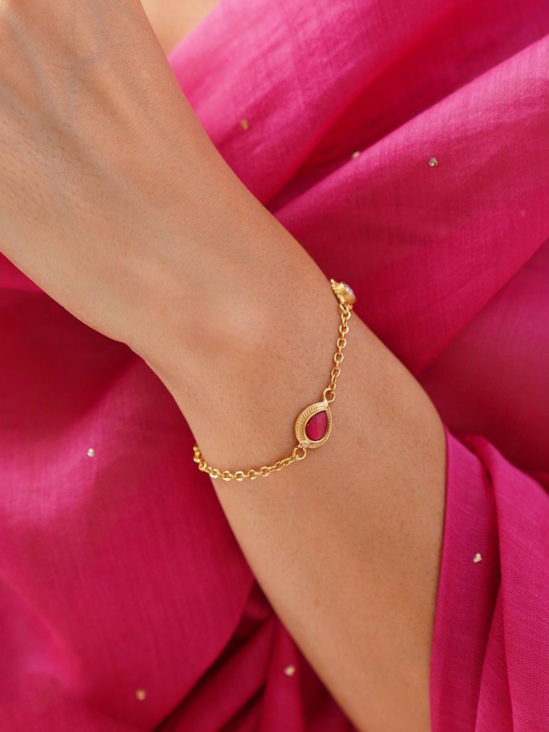 

JAYPORE Silver Gold-Plated Charm Bracelet