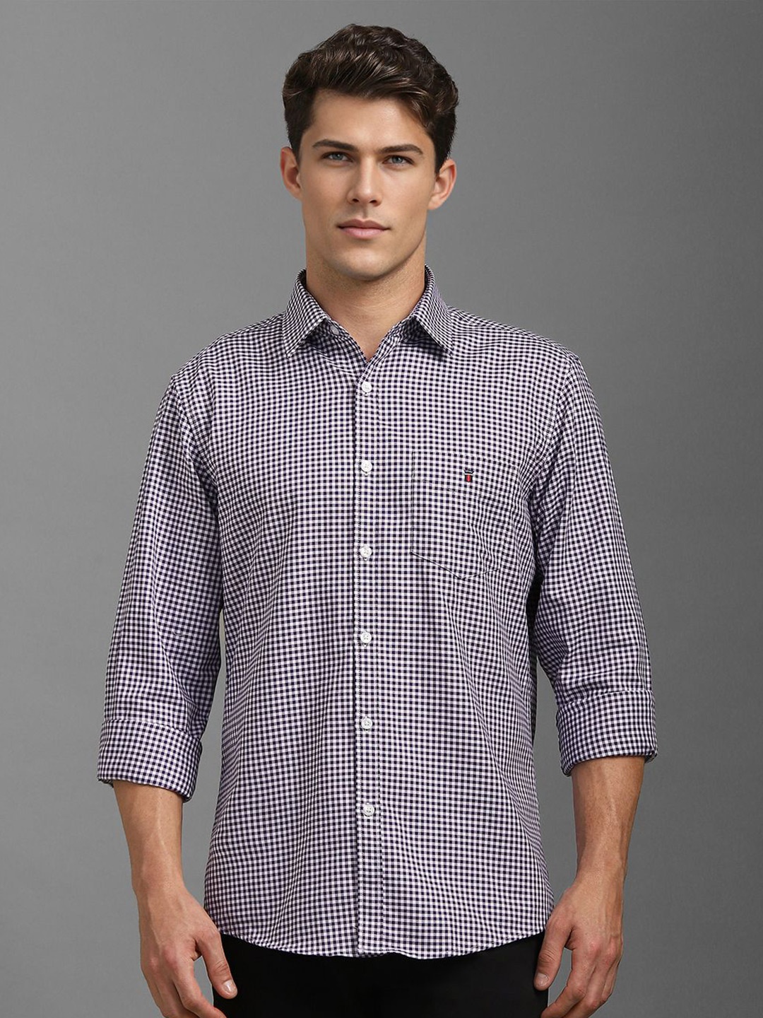 

Louis Philippe Sport Men Cotton Slim Fit Micro Checks Casual Shirt, Black