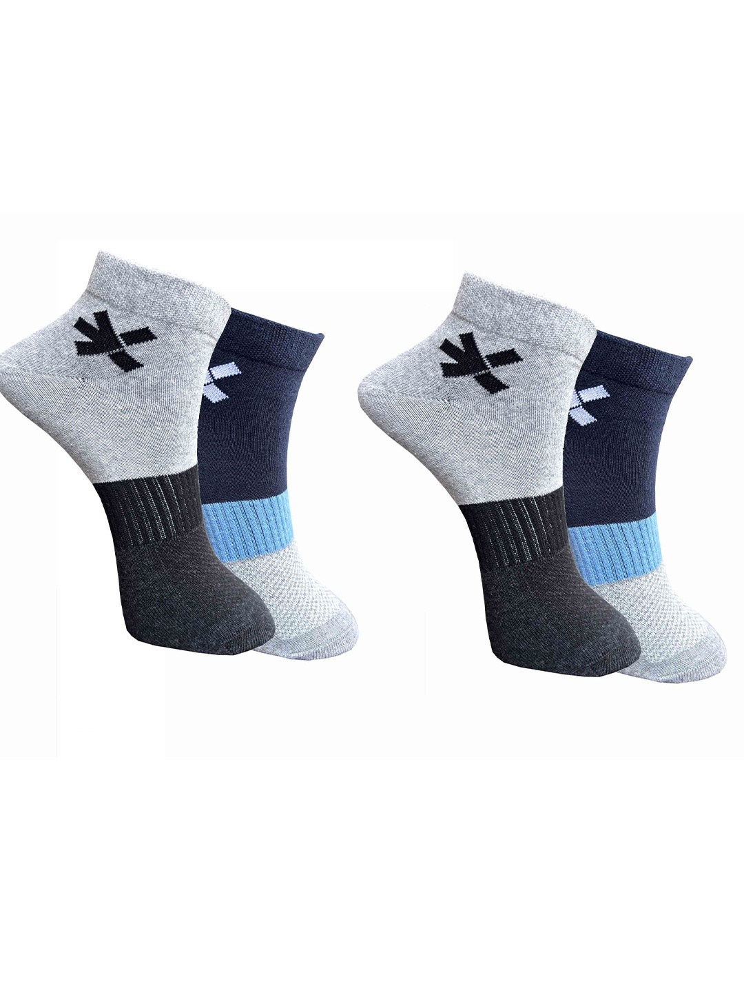 

HRX by Hrithik Roshan Unisex Pack Of 4 Patterened Ankle-Length Socks, Grey