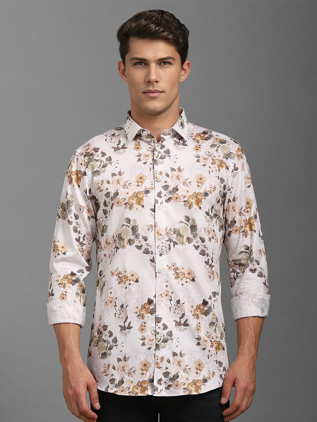 

Louis Philippe Sport Men Cotton Slim Fit Floral Printed Casual Shirt, White