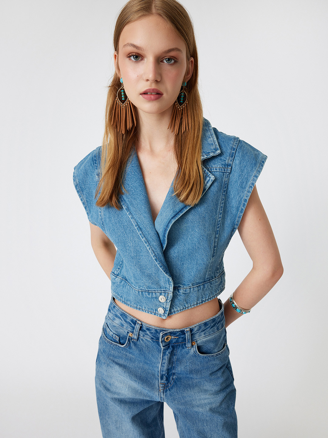 

Koton Slim-Fit Shawl Collar Waistcoat, Turquoise blue