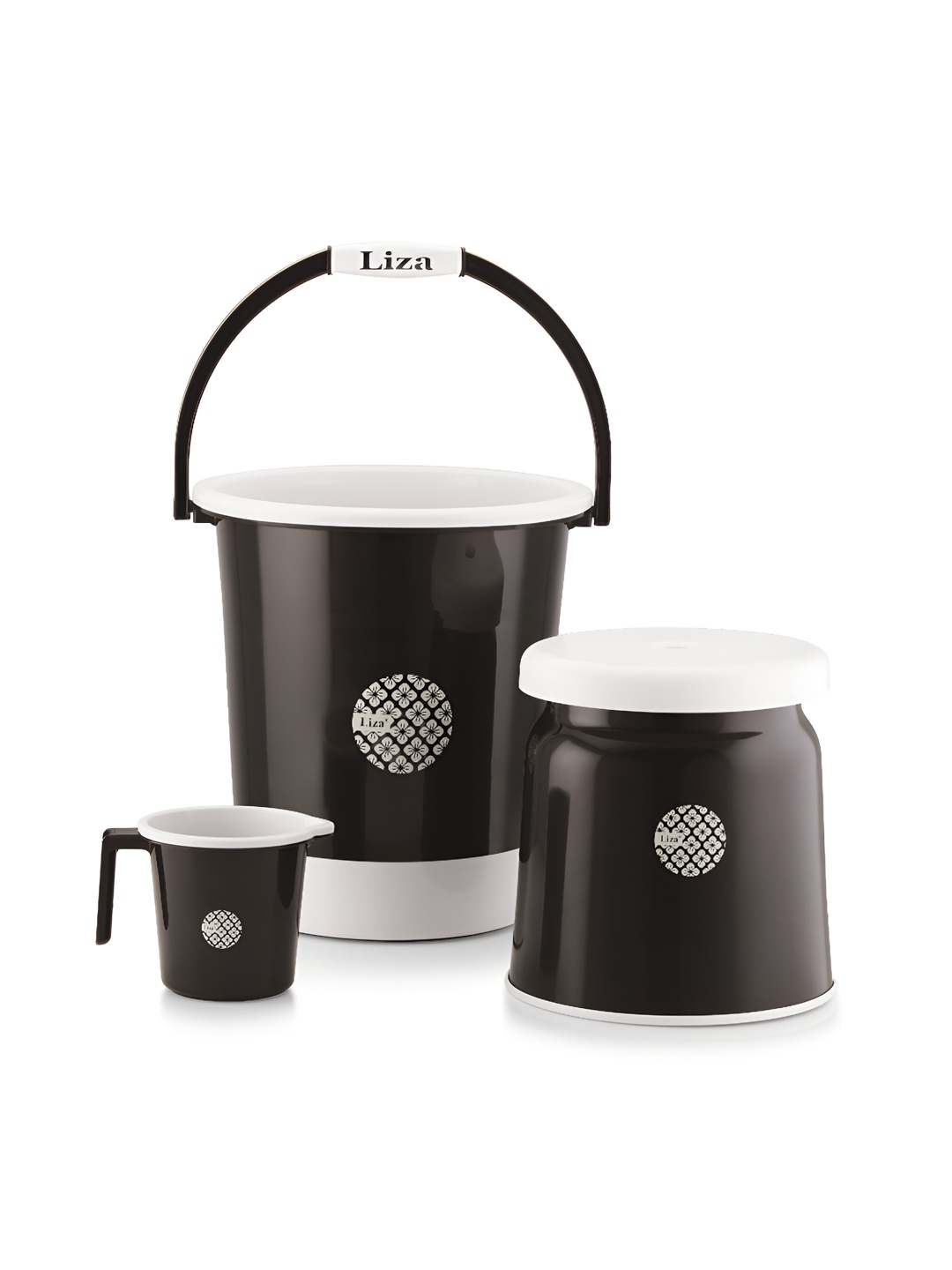 

NABHYA Black 3 Pieces Printed Bathroom Accessories Set