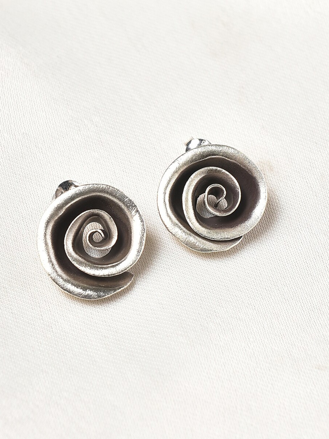 

JAYPORE Silver-Plated Contemporary Oxidised Studs