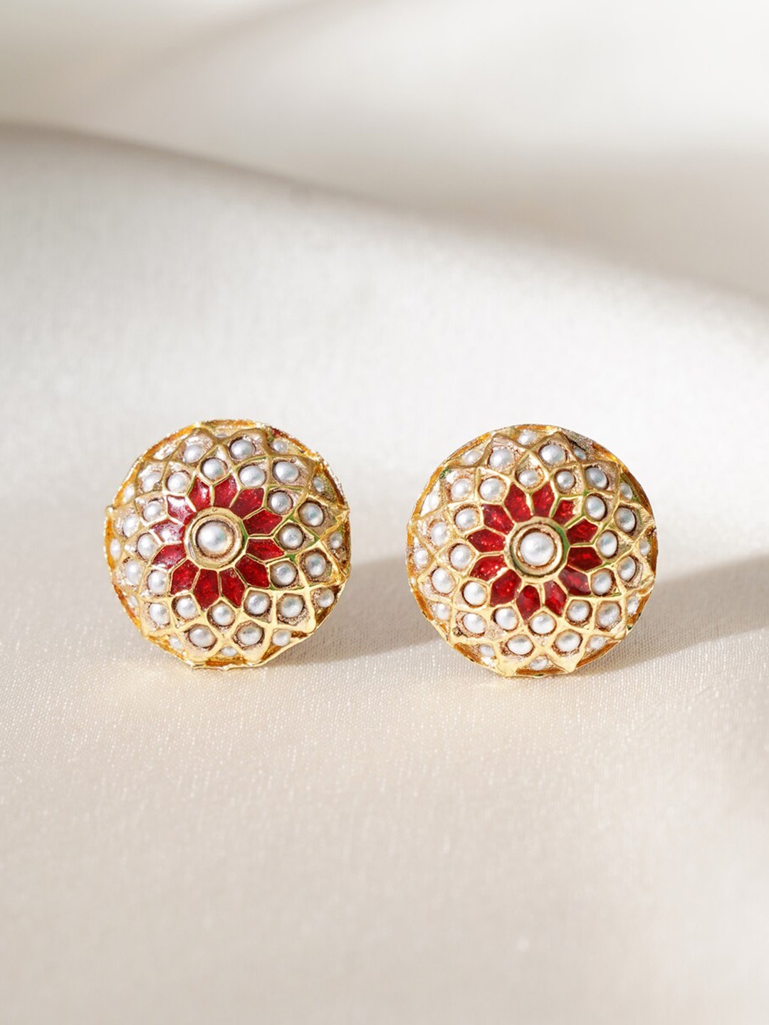 

JAYPORE Gold-Plated Stone Studded Contemporary Studs