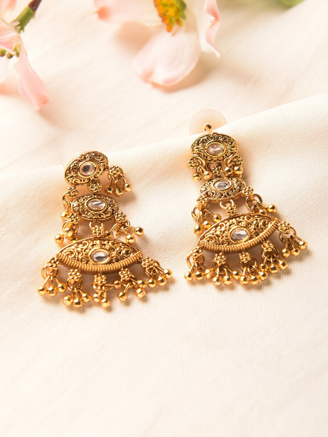 

JAYPORE Gold Plated Contemporary Drop Earrings