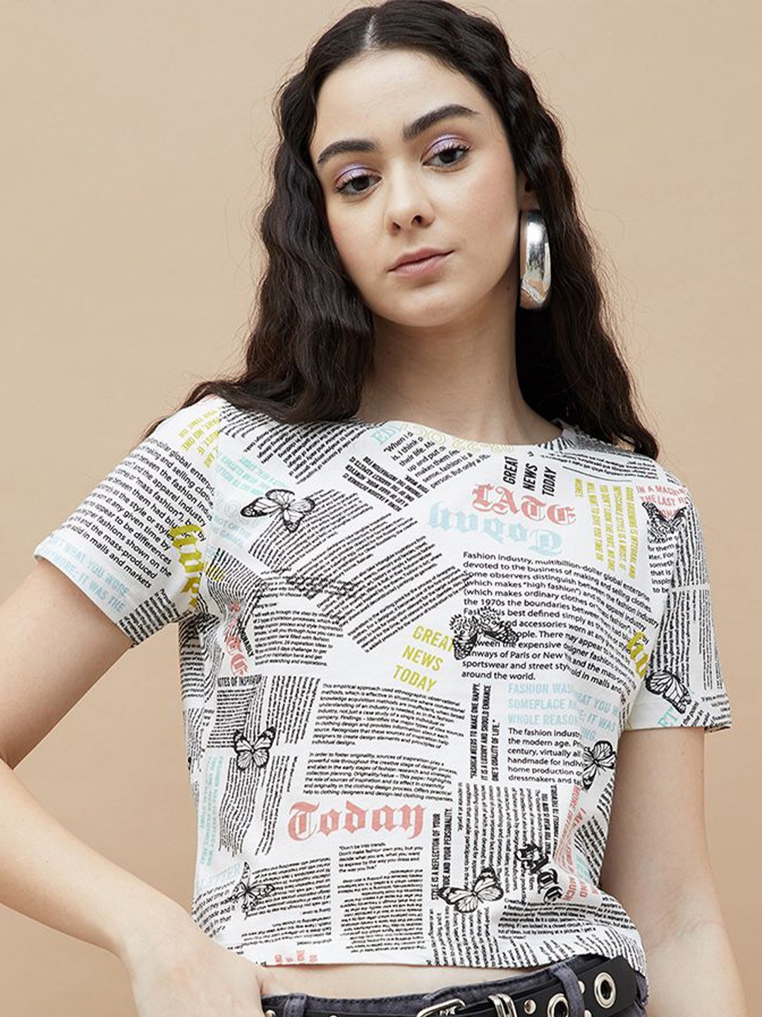 

Ginger by Lifestyle Print Cotton Top, Off white