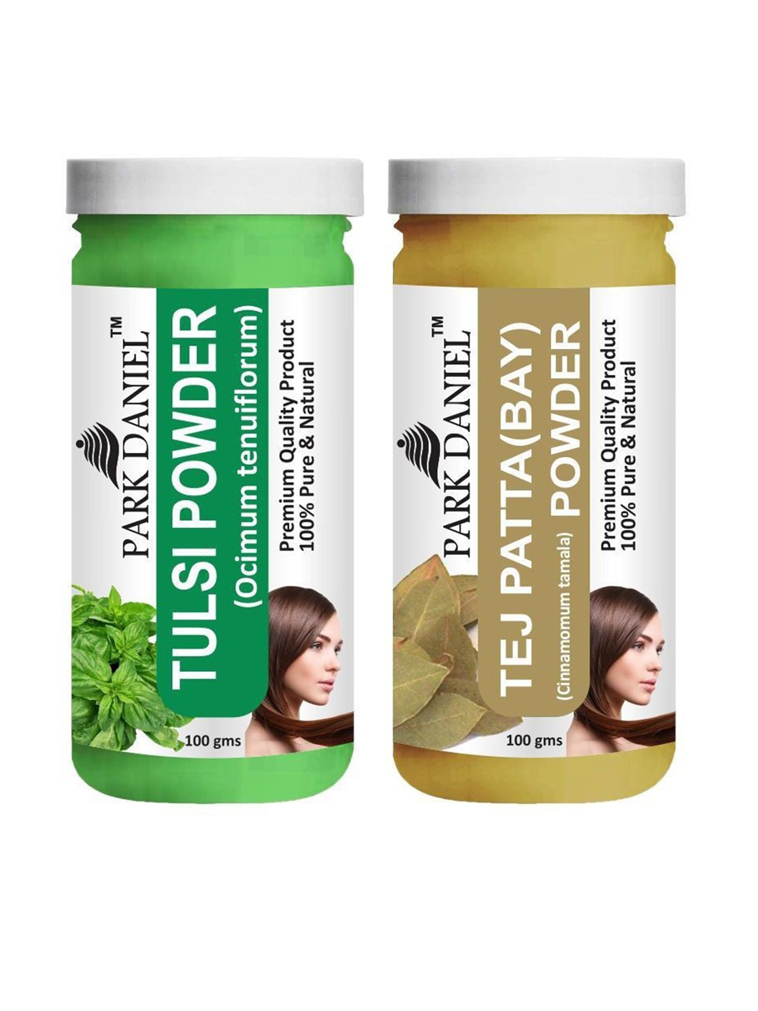 

Park Daniel Set Of 2 Tulsi & Tej Patta Powder For Hair & Skin -100 g Each, Transparent