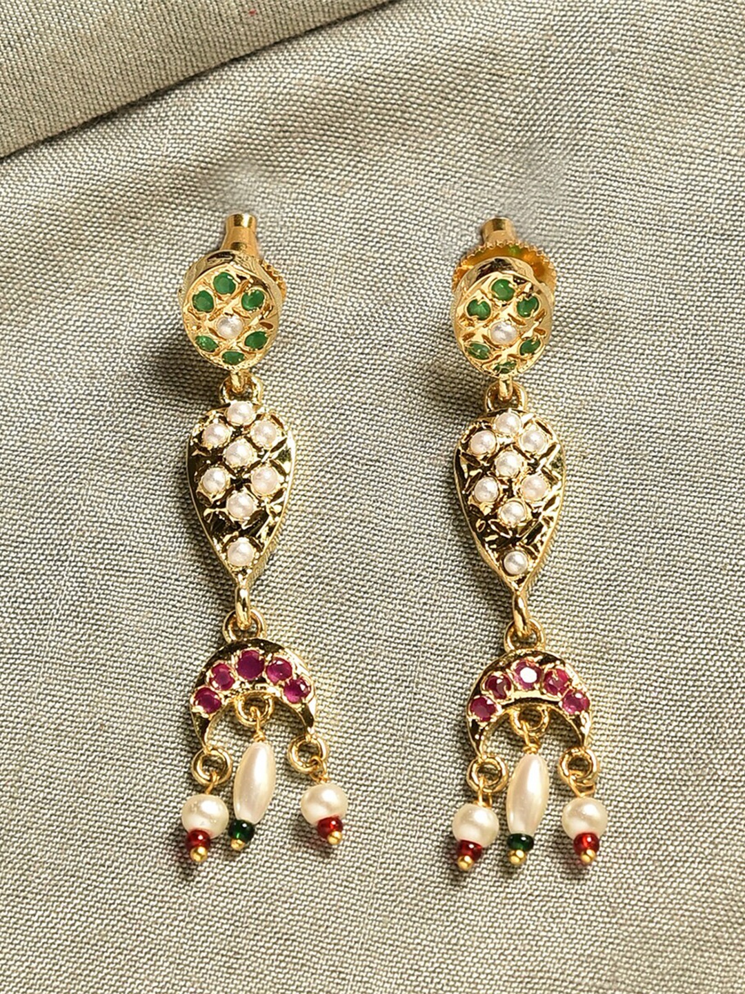 

JAYPORE Contemporary Jhumkas Earrings, Gold