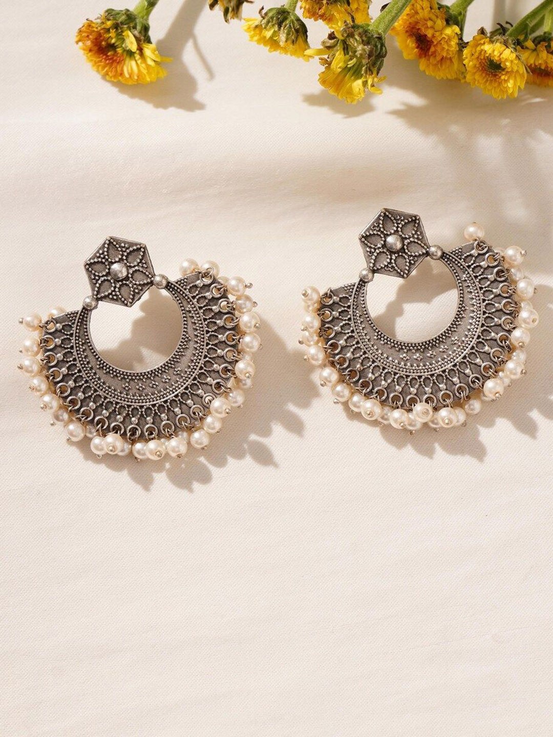 

JAYPORE Contemporary Jhumkas Earrings, Gold