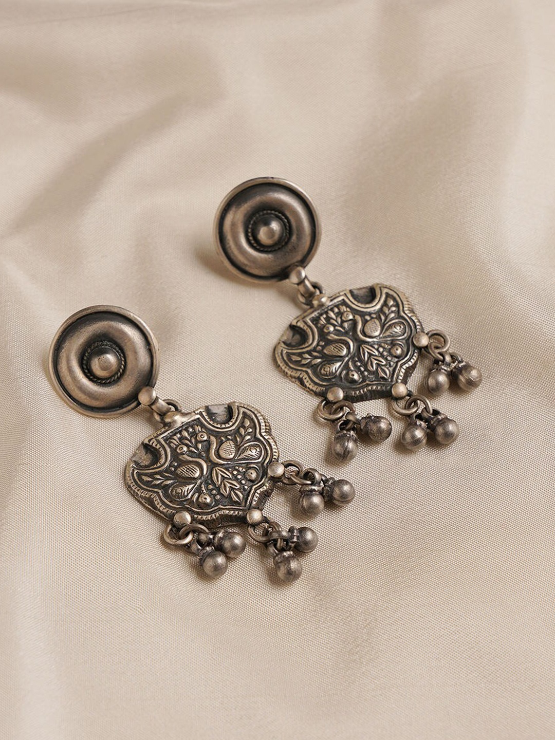 

JAYPORE Pure Silver Contemporary Drop Earrings