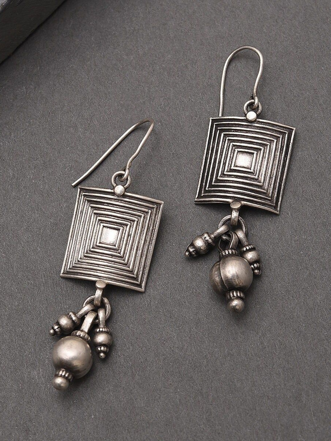 

JAYPORE Silver-Plated Contemporary Drop Earrings