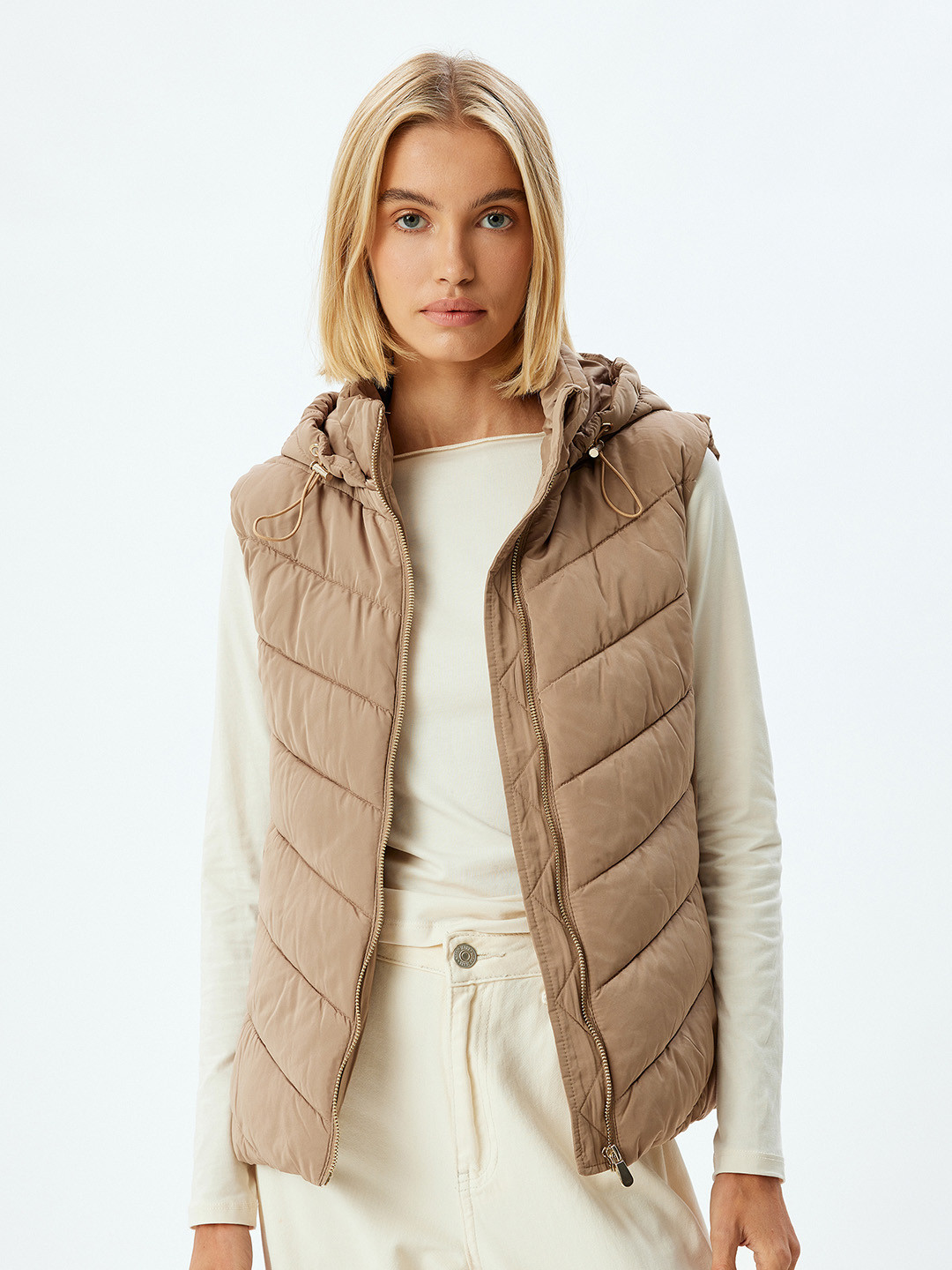 

Koton Hooded Sleeveless Puffer Jacket, Pink