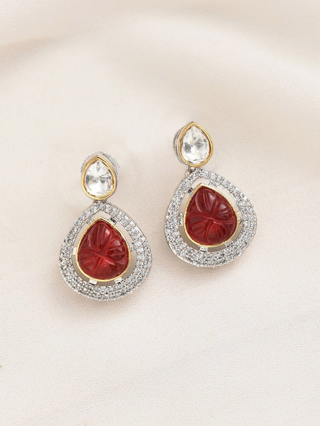 

JAYPORE Contemporary Jhumkas Earrings, Gold