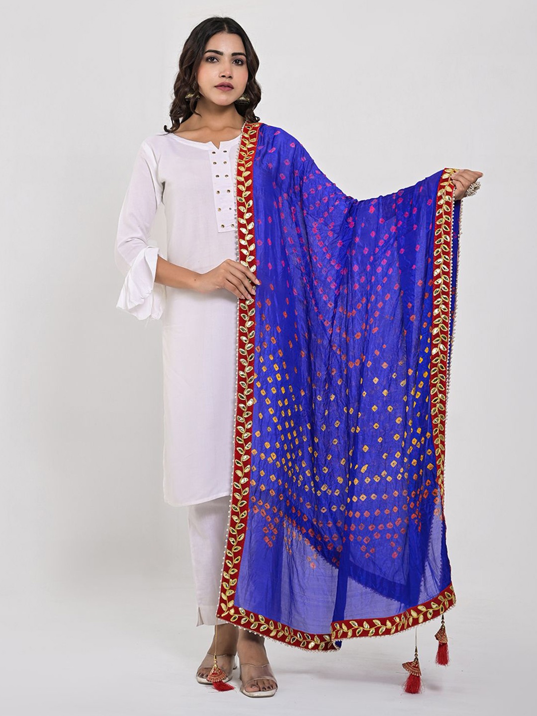 

Apratim Printed Bandhani Dupatta, Blue