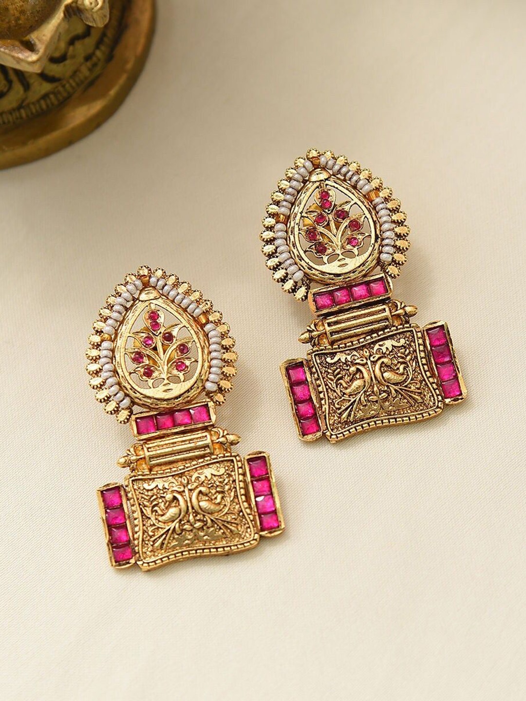 

JAYPORE Gold Plated Contemporary Drop Earrings