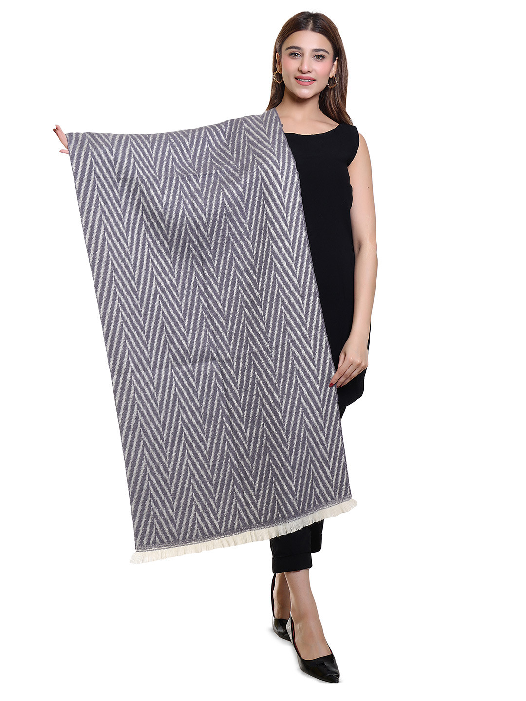 

Oswal International Women Acrylic Shawl, Grey