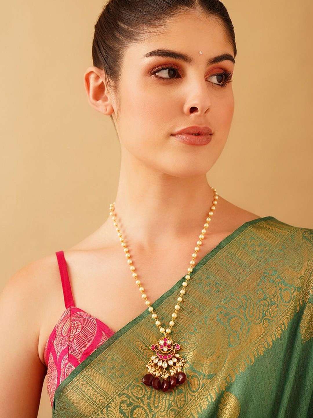 

JAYPORE Gold-Plated Stone Studded Necklace and Earrings