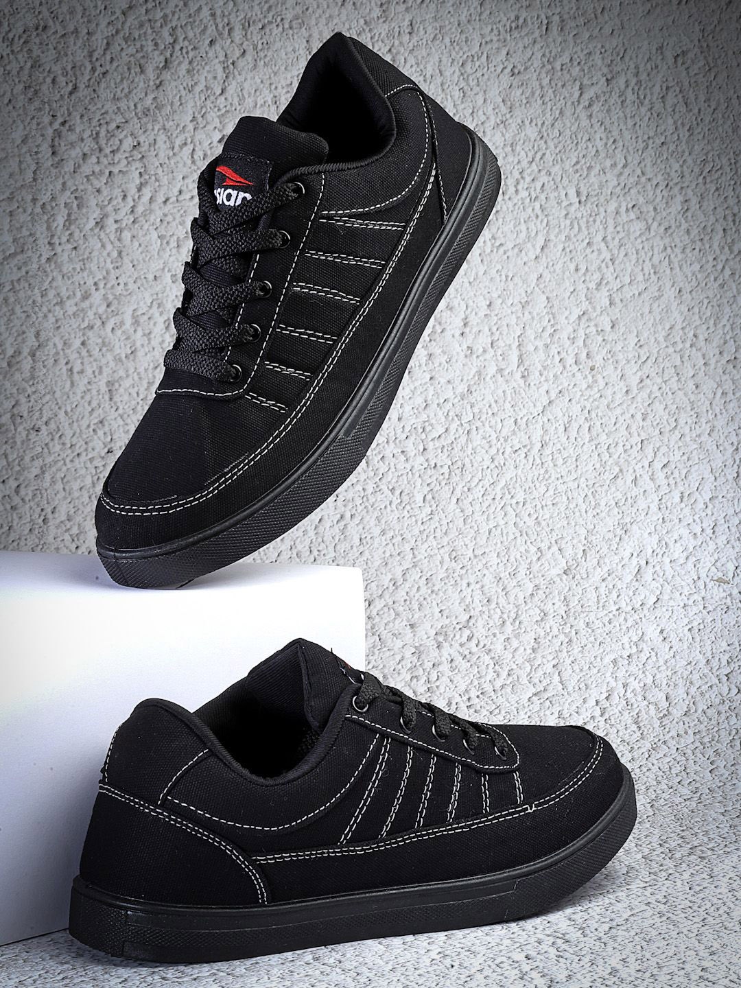 

ASIAN Men Round Toe Sneakers, Black