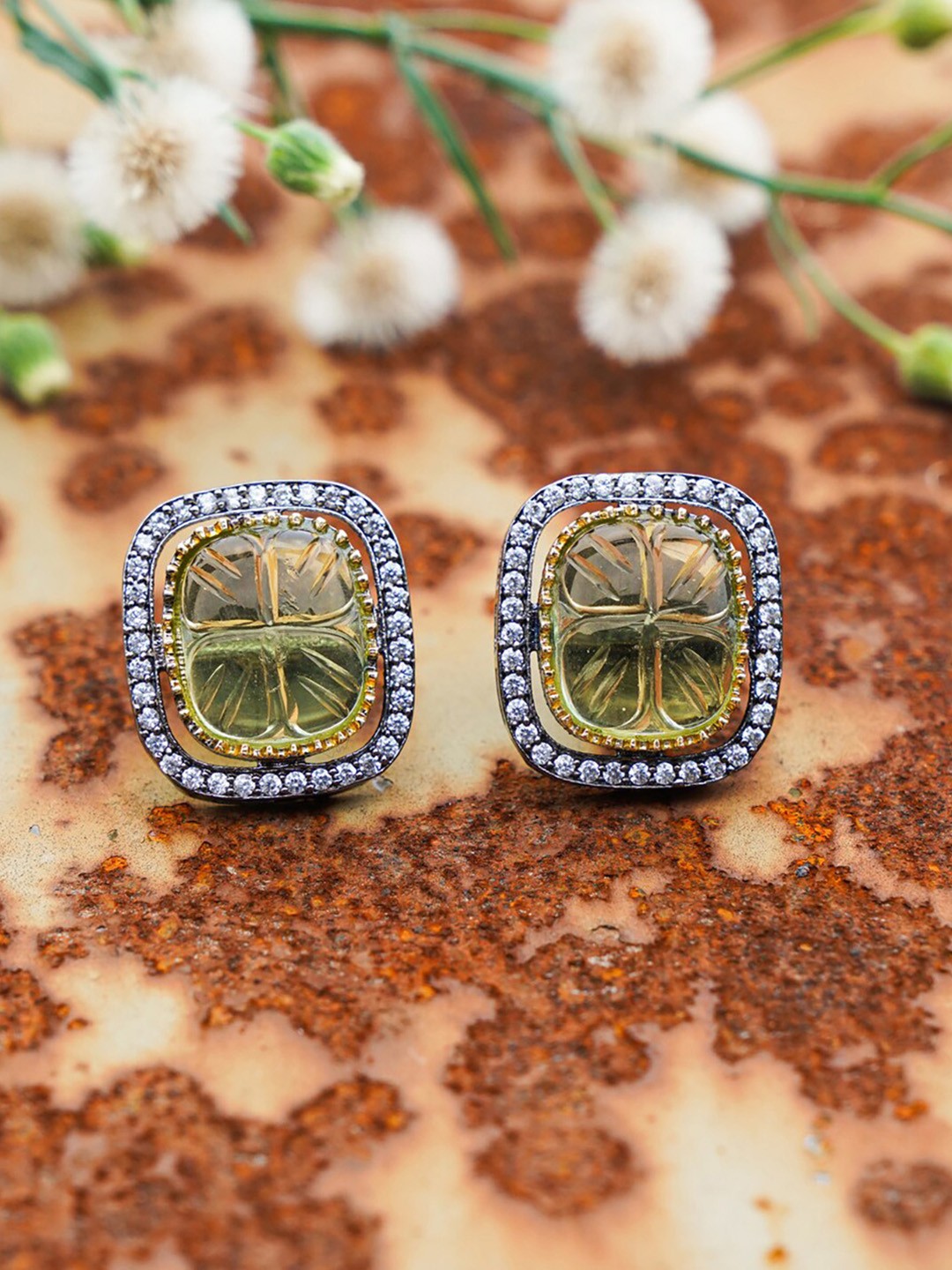 

JAYPORE Contemporary Jhumkas Earrings, Gold