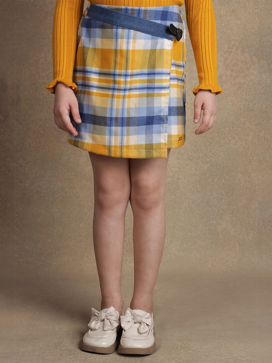 

One Friday Girls Checked A-Line Above Knee Skirts, Blue