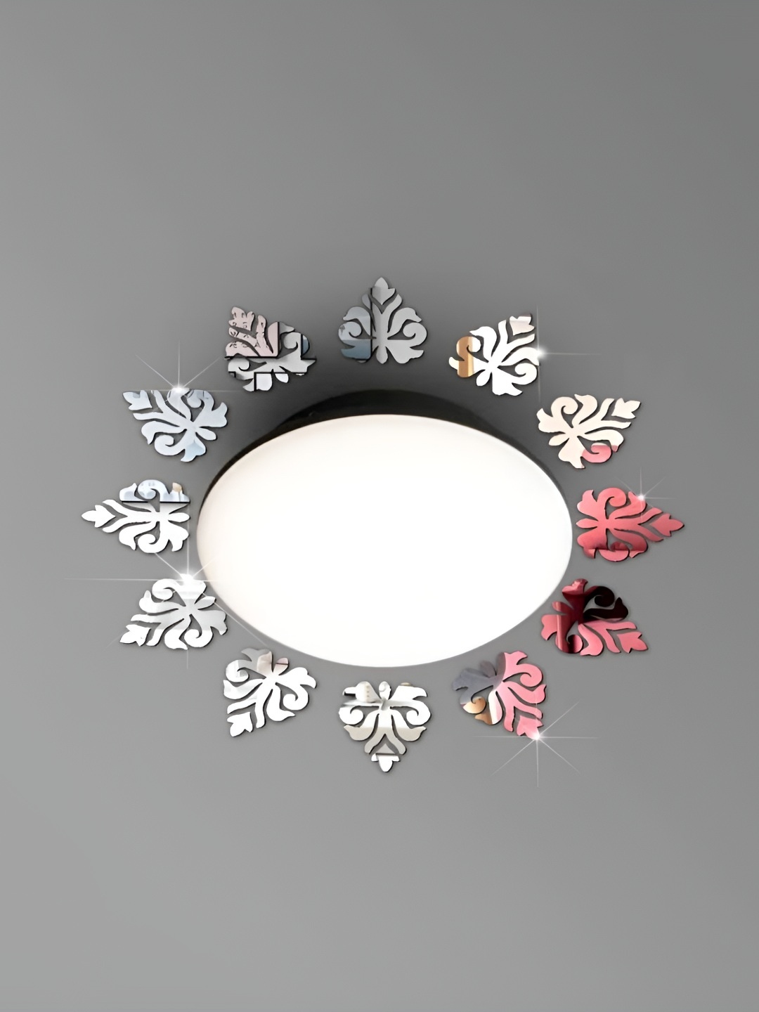 

VAH Kya Bat Hai !! SilverToned 12 Pieces Acrylic 3D Self Adhesive Wall Sticker, Silver