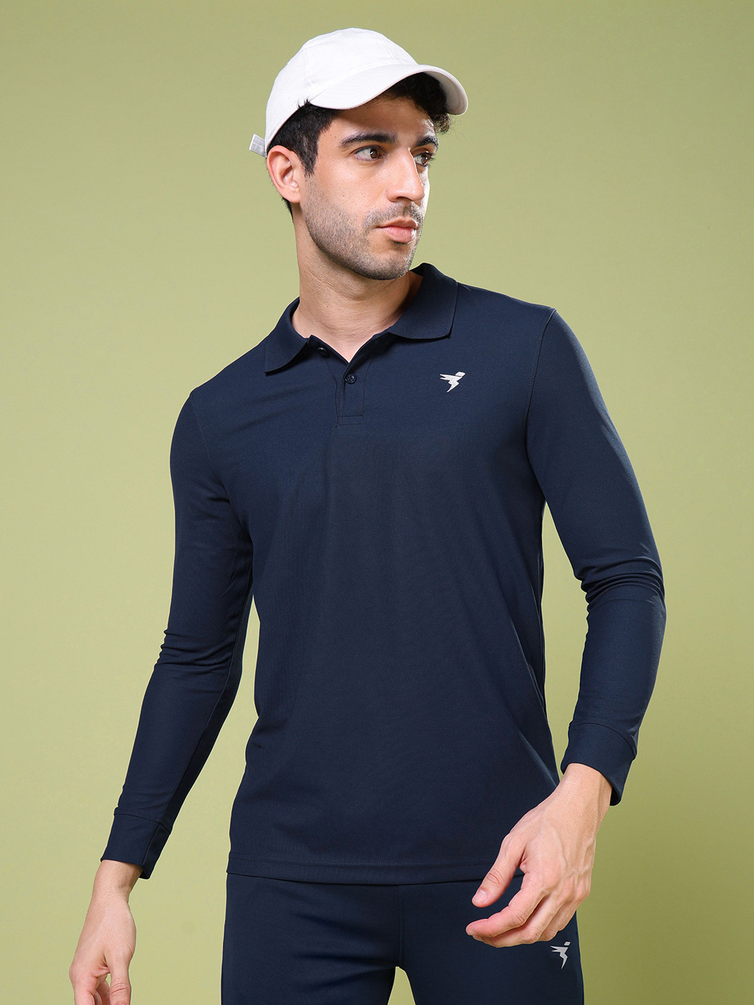 

Technosport Men Polo Collar UPF50 Slim Fit T-shirt, Navy blue