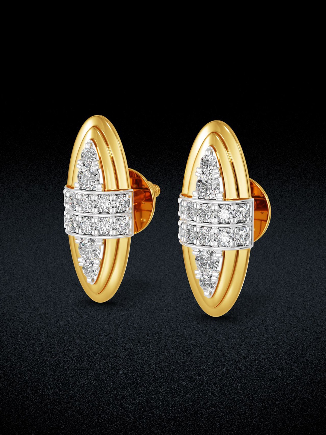 

Joyalukkas Women 18KT Oval Diamond Earrings, Gold