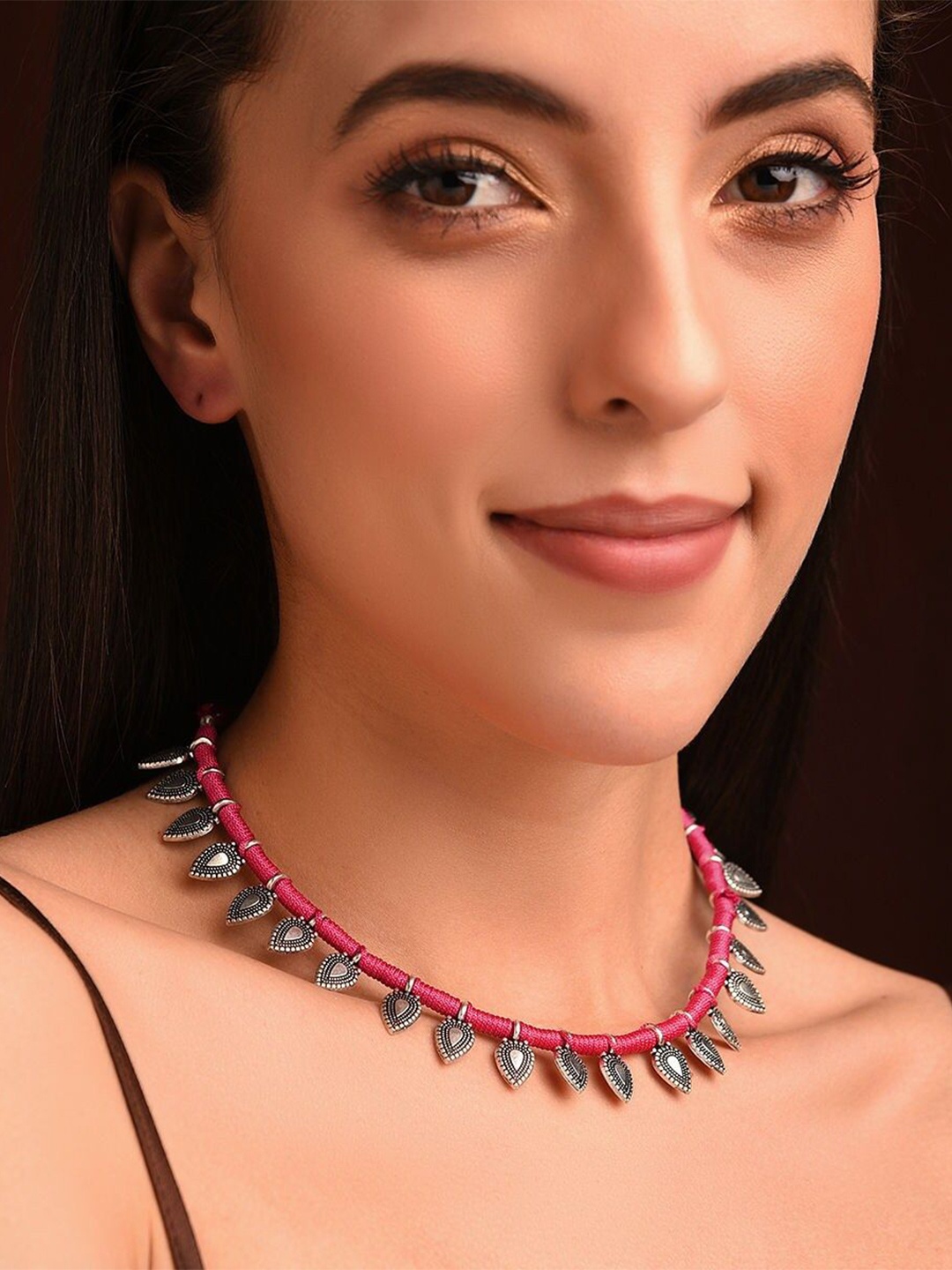 

JAYPORE Brass Minimal Necklace, Silver