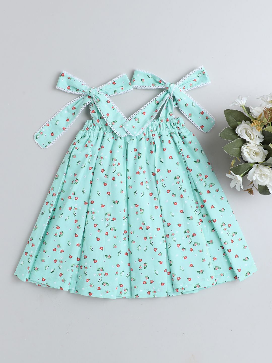 

BAESD Girls Cotton Floral Printed Fit & Flare Dress, Green
