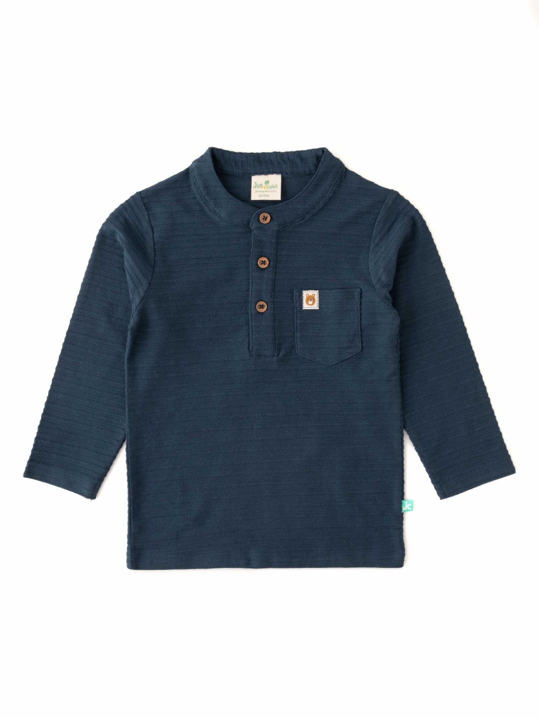 

JusCubs Boys Self Design Round Neck Cotton T-shirt, Blue