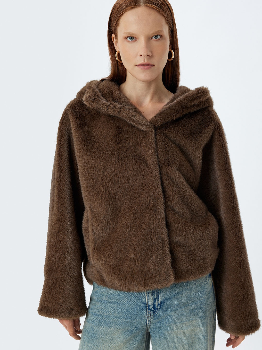 

Koton Women Single-Breasted Overcoat, Brown