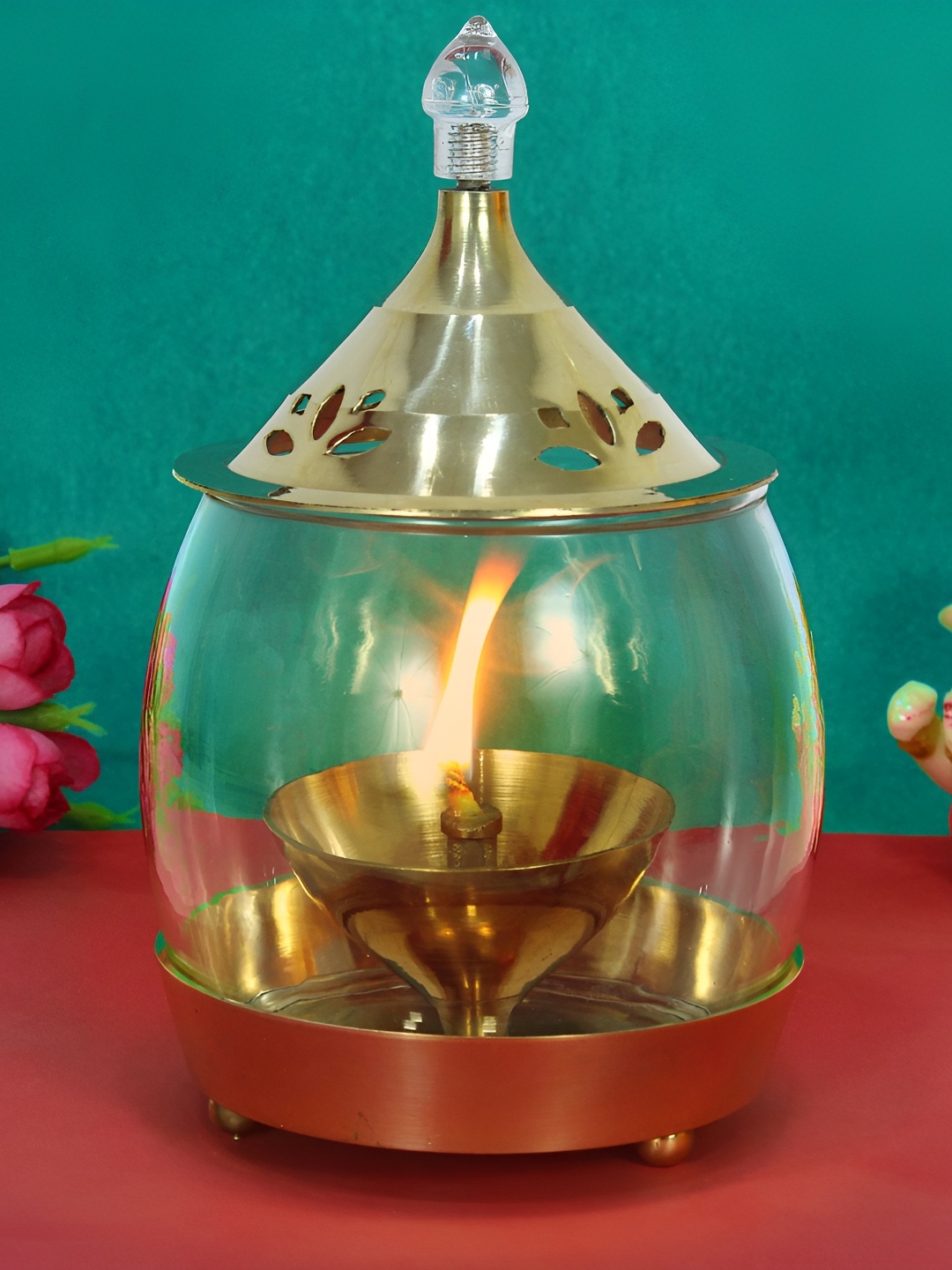

TIED RIBBONS Brass Akhand Puja Diya For Diwali Decorations, Gold