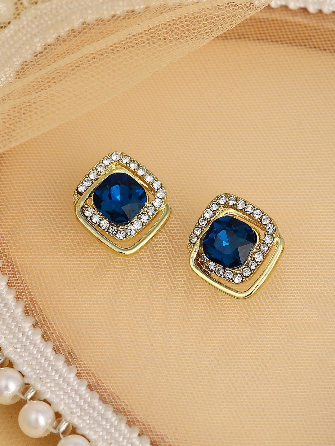 

SOHI Gold-Plated Contemporary Studs, Blue
