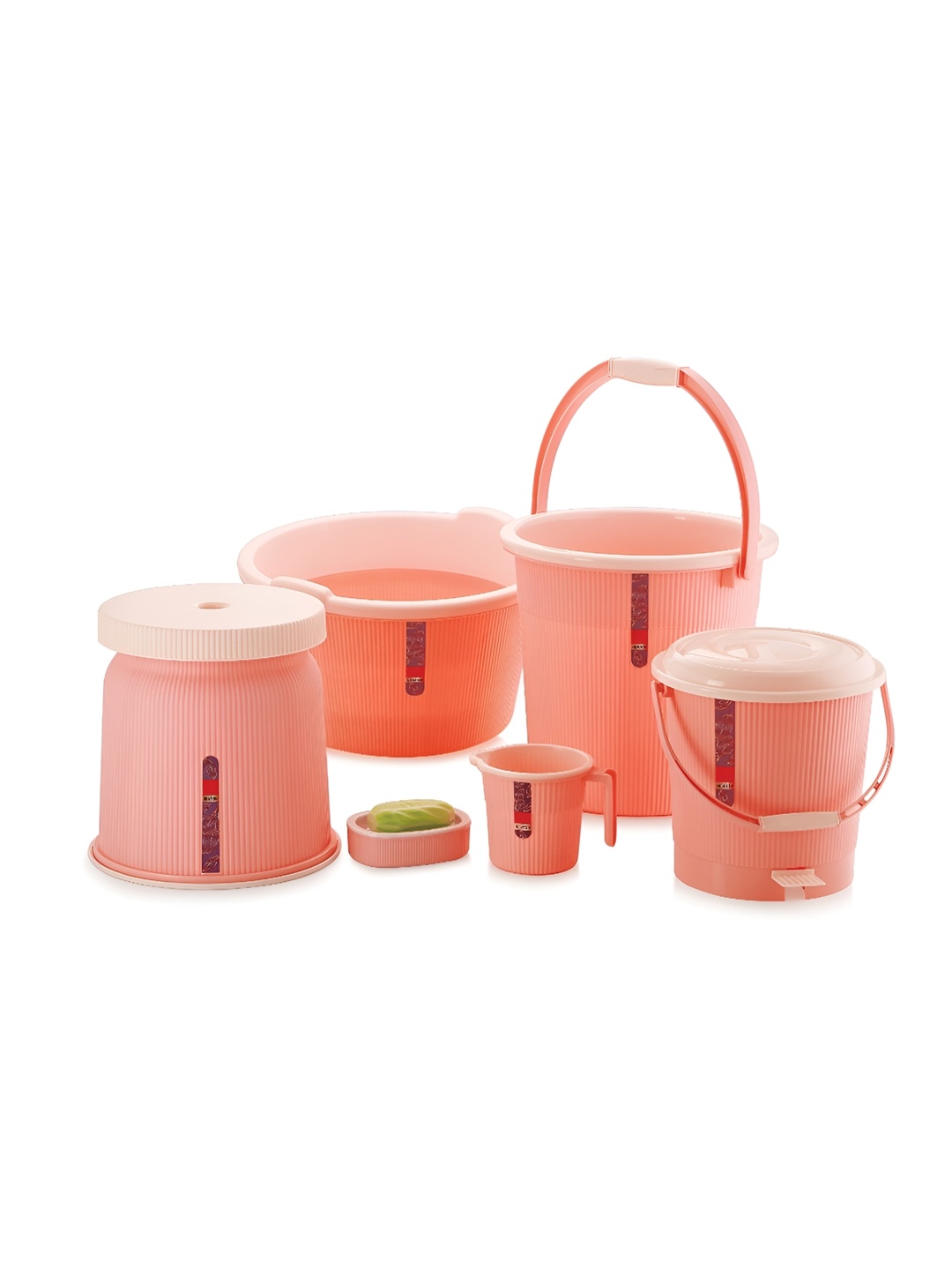

NABHYA Pink 6 Pieces Printed Bathroom Accessories Set