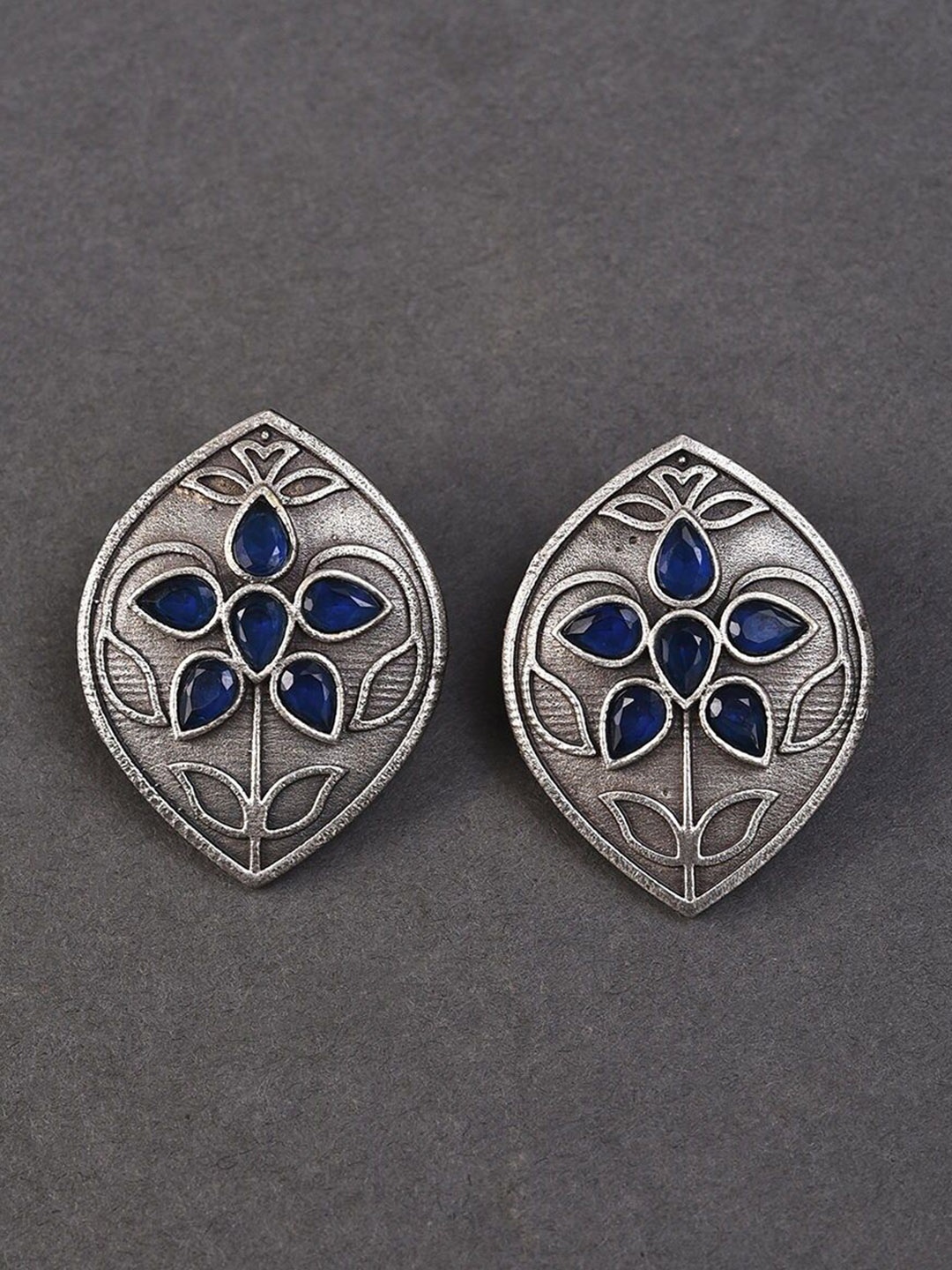 

JAYPORE Silver-Plated Teardrop Shaped Drop Earrings