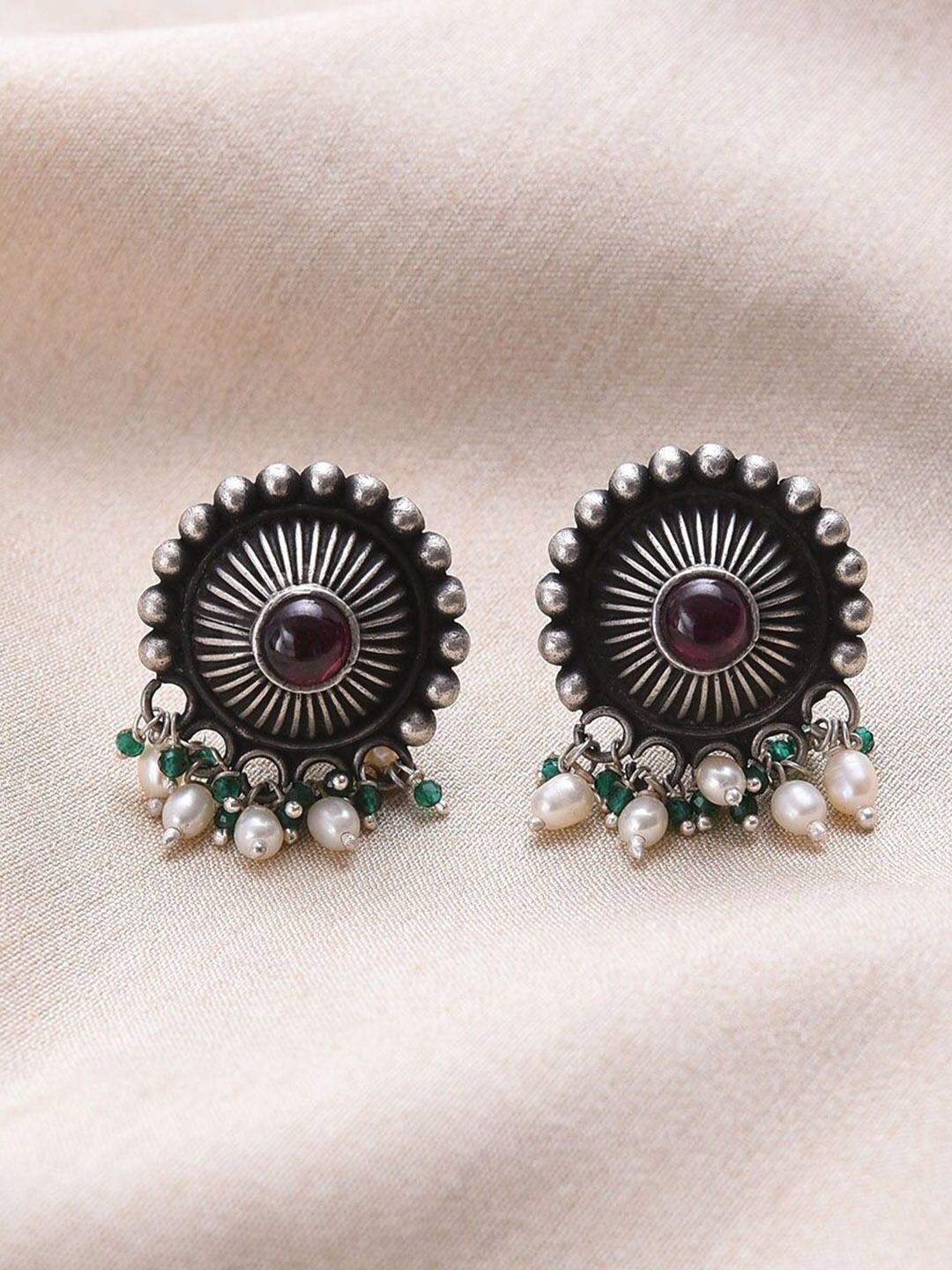 

JAYPORE Silver-Plated Oxidised Contemporary Studs