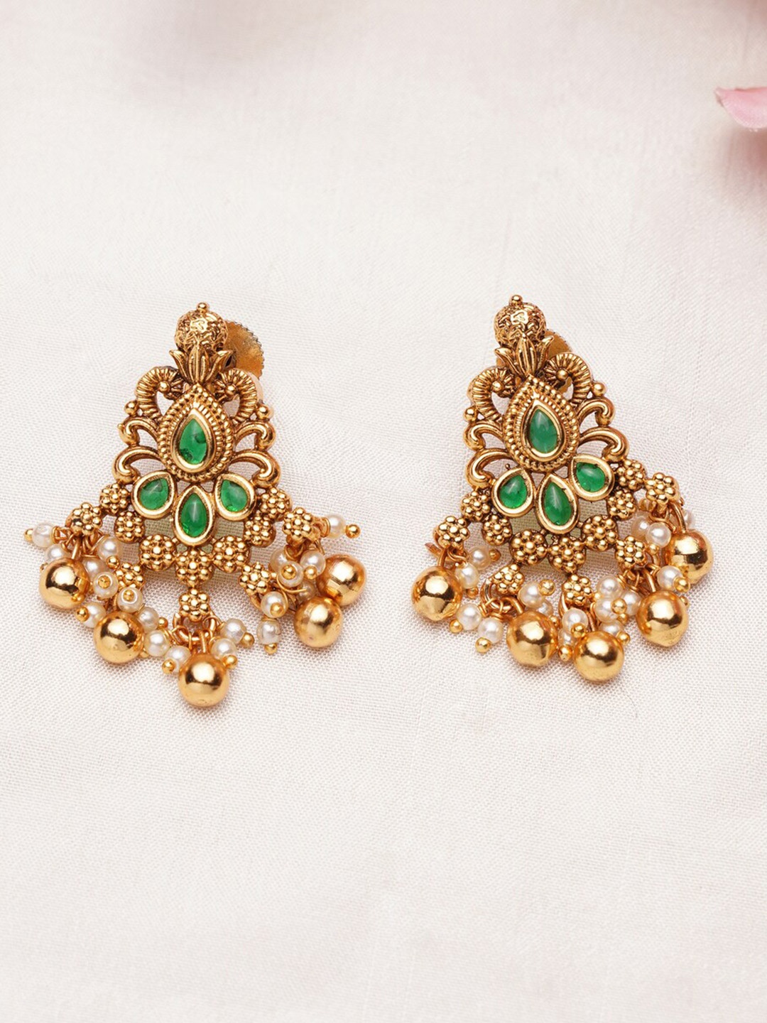 

JAYPORE Contemporary Jhumkas Earrings, Gold