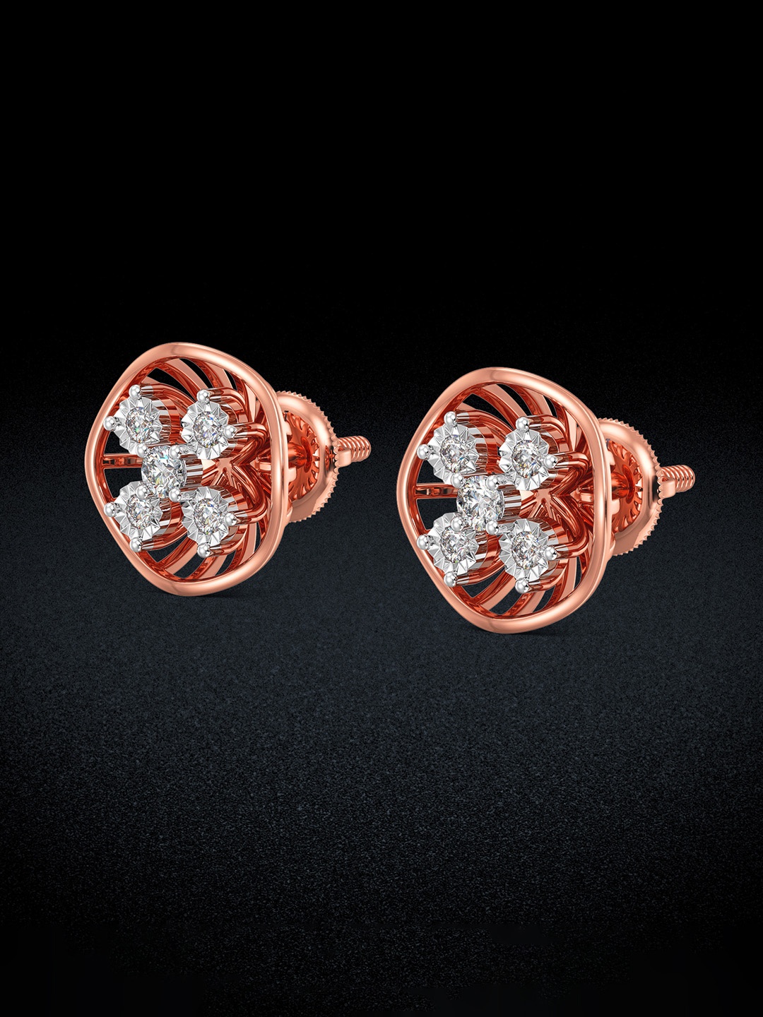 

Joyalukkas Women 18KT Gold Earrings Diamond, Rose gold