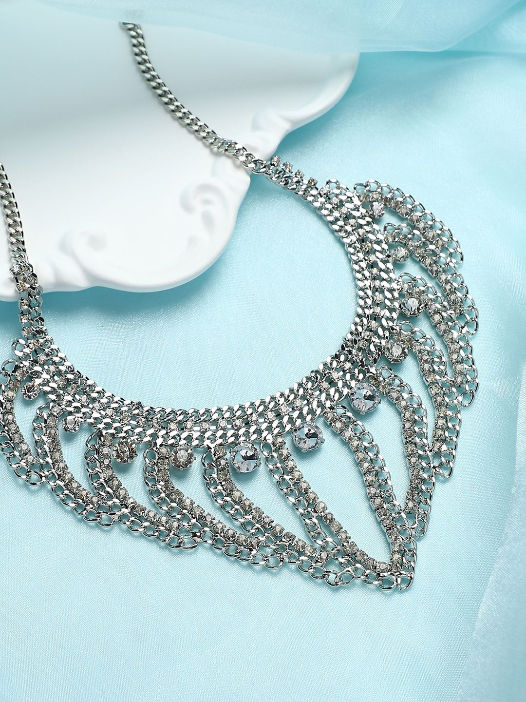 

SOHI Silver-Plated Stone Studded Necklace