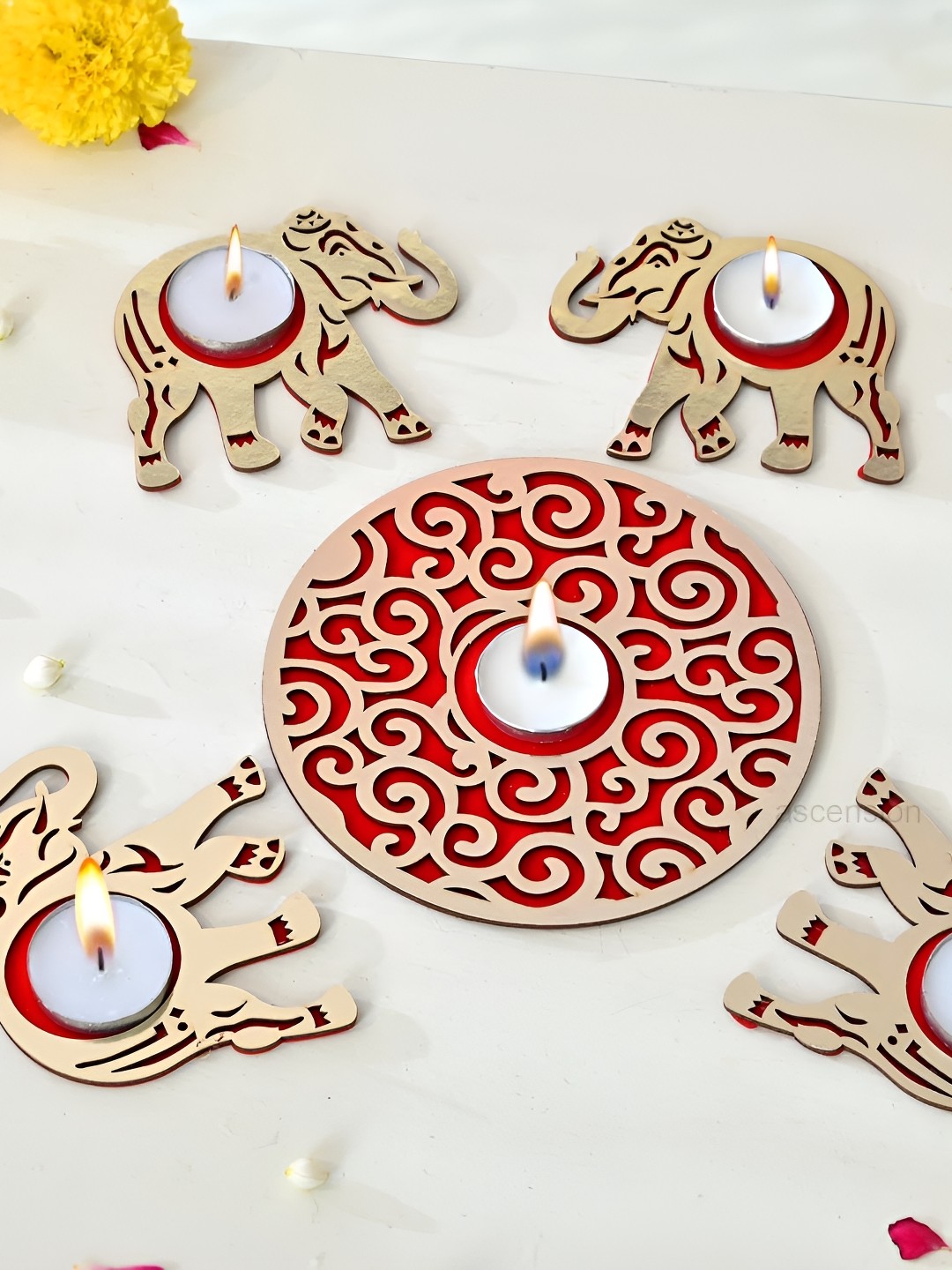 

Ascension Red & Yellow Set of 5 Candle Holder