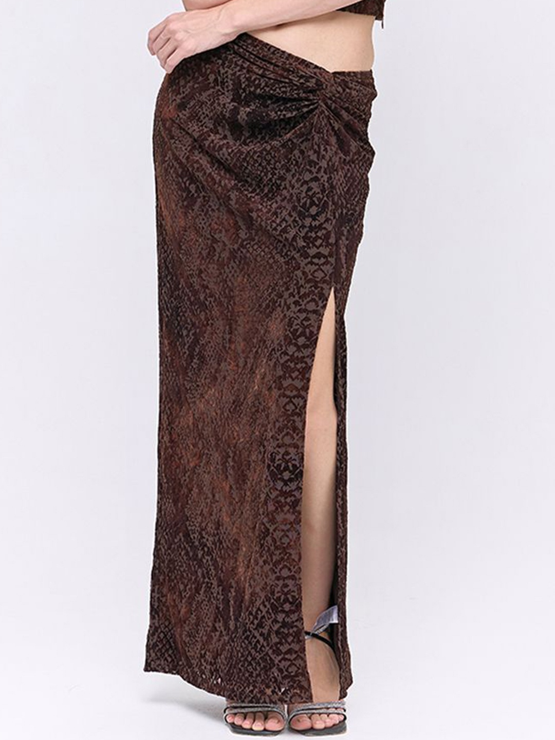 

COVER STORY Self-Design Pencil Maxi Skirts, Brown