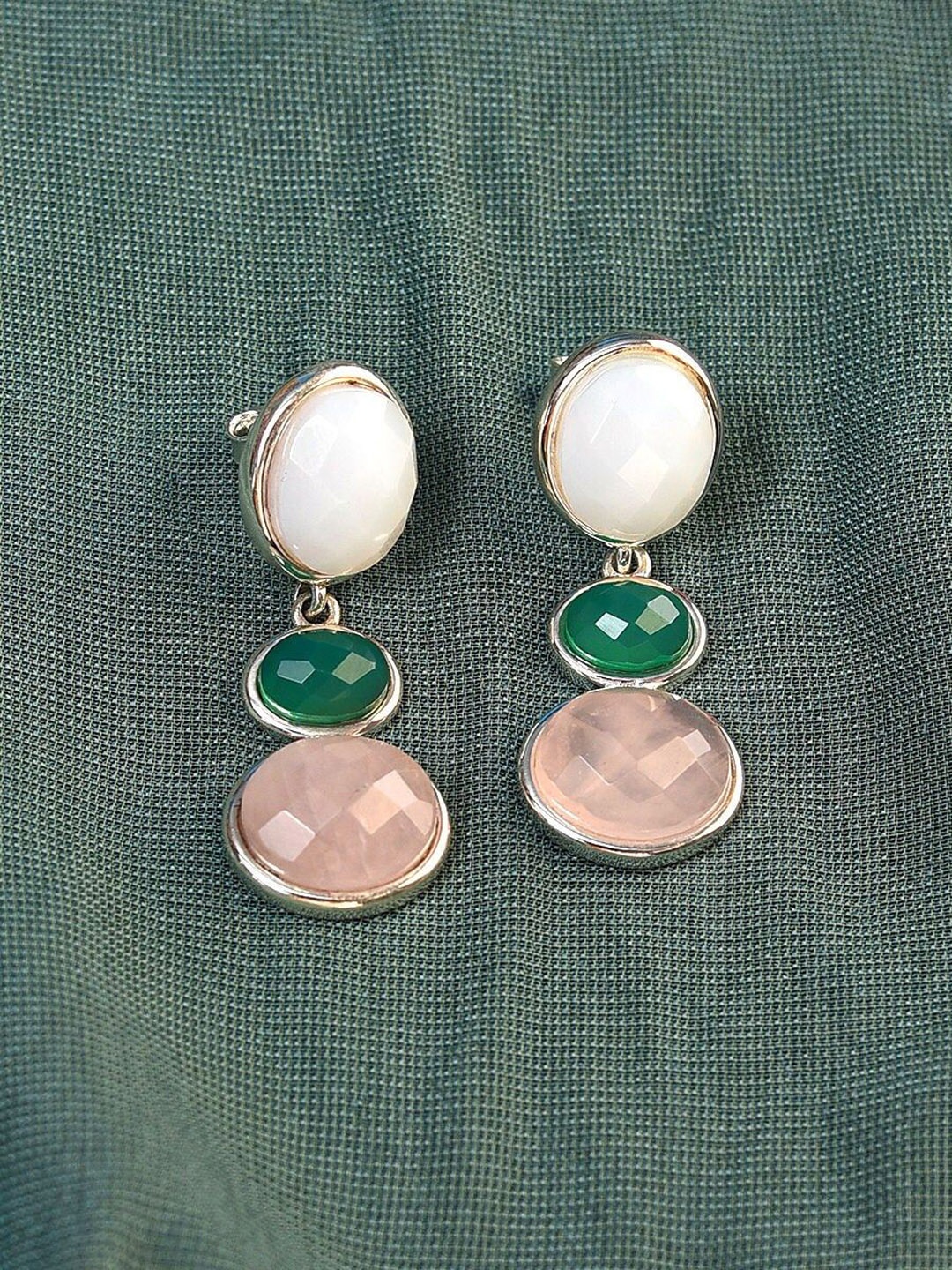 

JAYPORE Silver-Plated Contemporary Drop Earrings