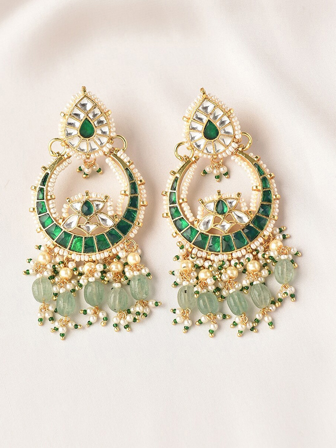 

JAYPORE Contemporary Stones Chandbalis Earrings, Gold