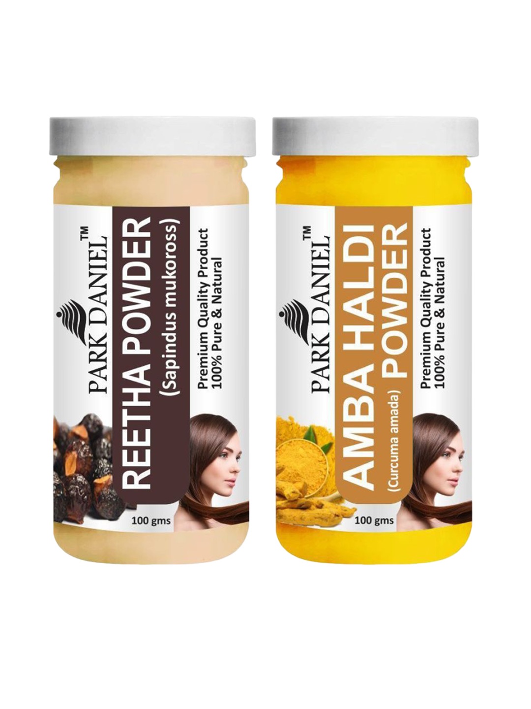 

Park Daniel Set Of 2 Pure & Natural Reetha & Amba Haldi Powder - 100 g Each, White